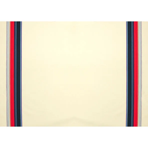 Printed Knits Design-145 Navy & Red Stripes Border Prints on Cream