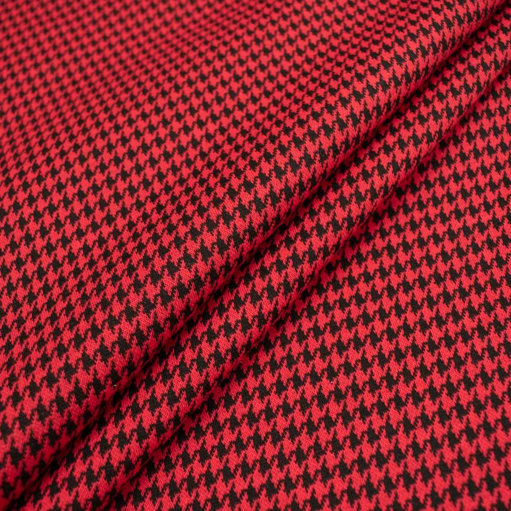 Printed Suiting Knit Design-5 Red/Black Houndstooth