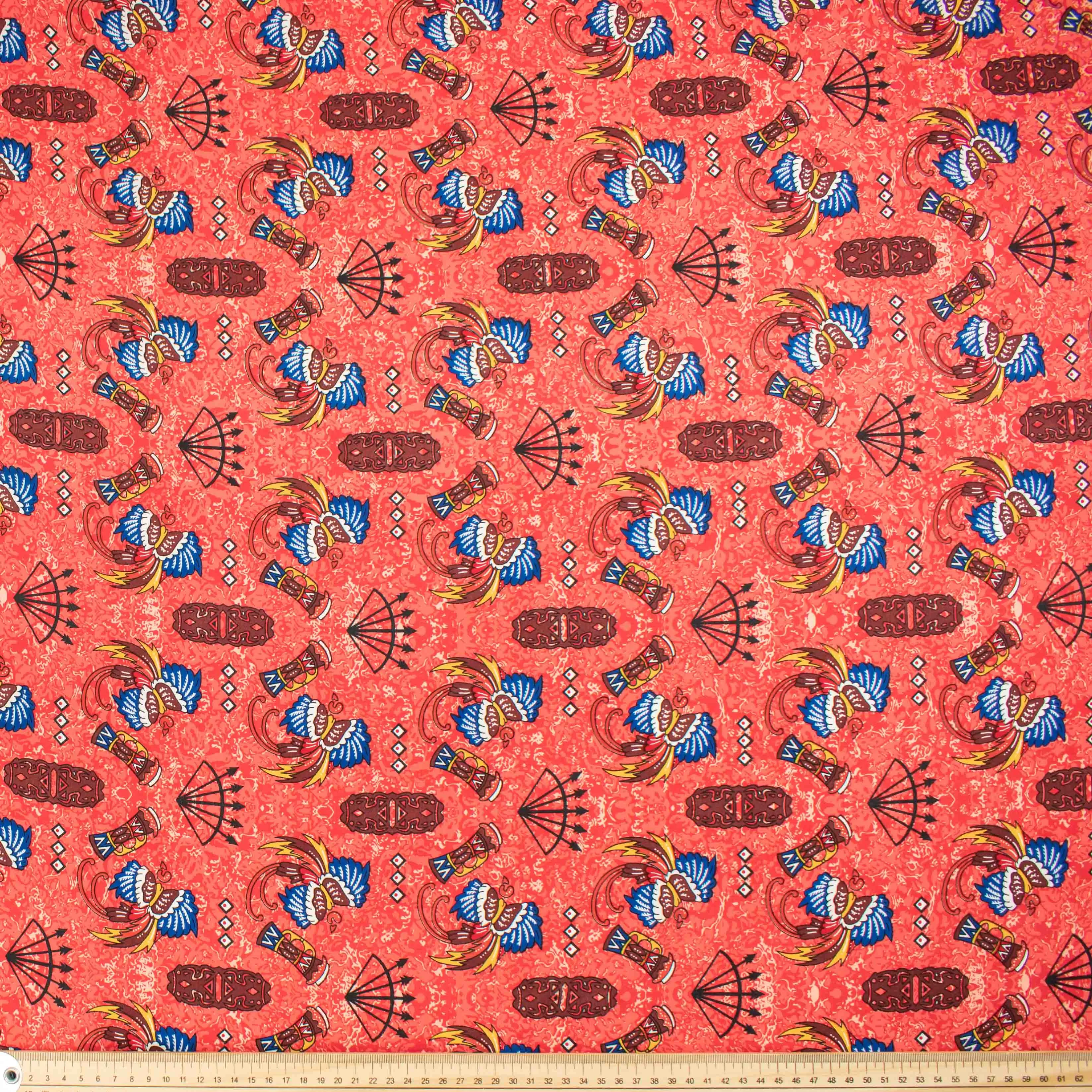 Sahara Ice Wash Prints Design-665 Blue Birds on Coral