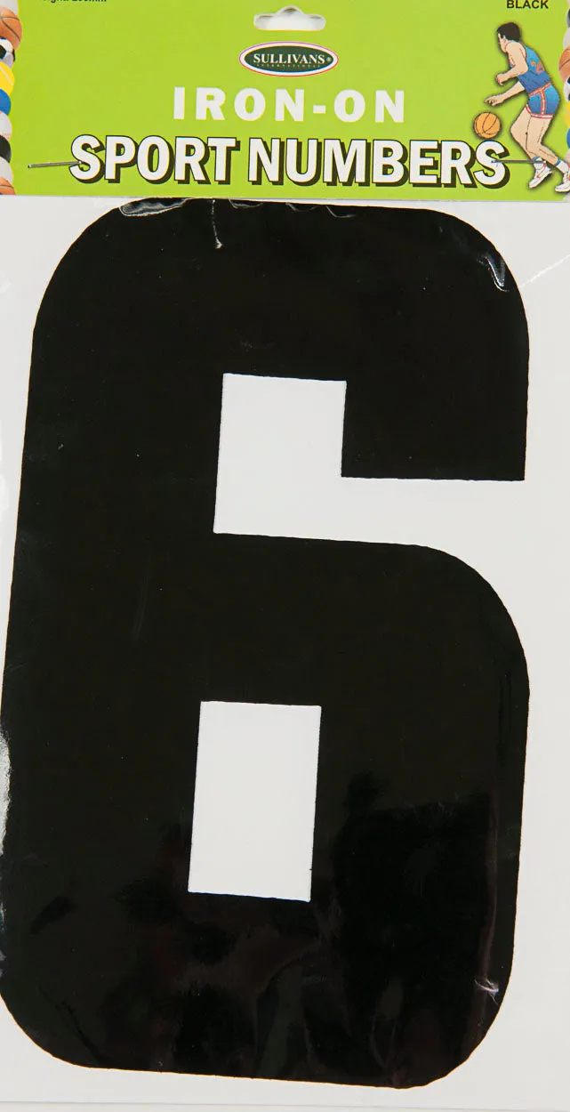 Sullivans Iron On Number 6, Black- 20cm