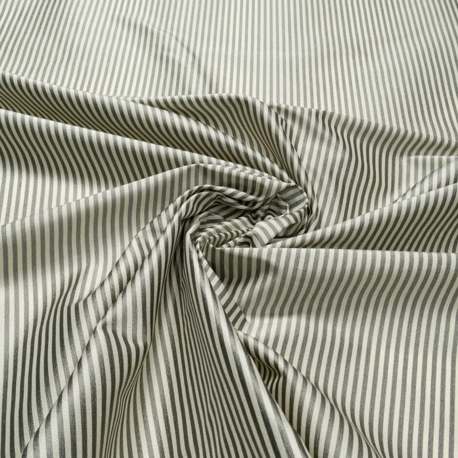 Vanilla & Grey Thin Striped Pure Silk Taffeta