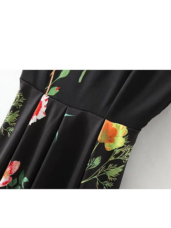 Wholesale Crew Neck Sleeveless Floral Print Dresses