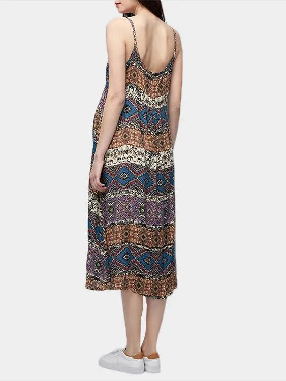 Wholesale Sleeveless Tribal Print Backless Dresses