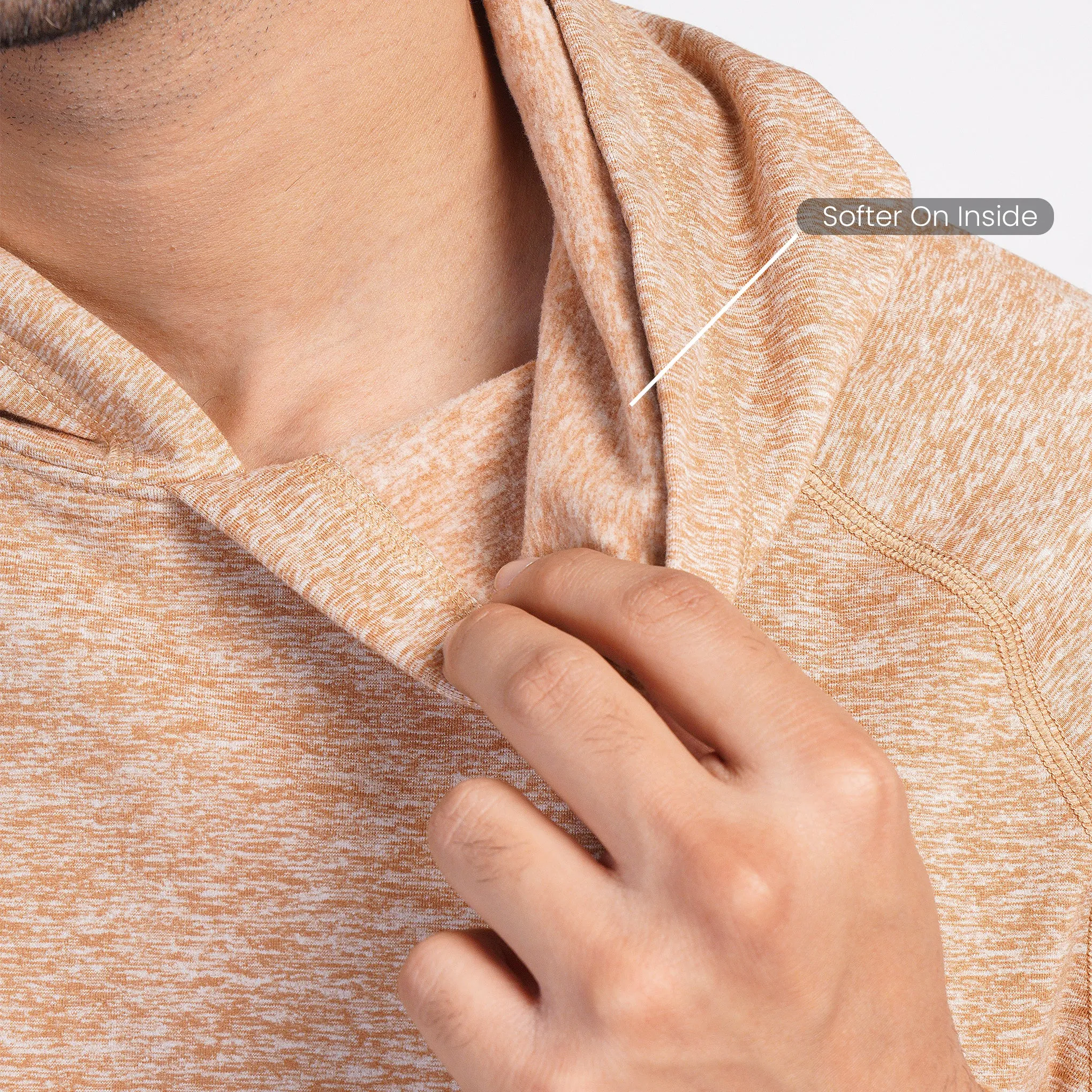 Work-Travel Melange Apricot Pocket Hoodie